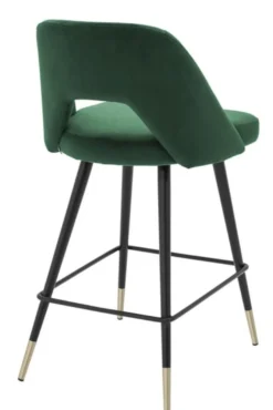 Casa Padrino Luxus Barstuhl Grün / Schwarz 50 x 50 x H. 90 cm - Luxus Barhocker mit Rückenlehne
