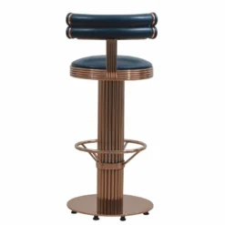 Casa Padrino Luxus Barstuhl Kupfer / Schwarz H. 96 cm