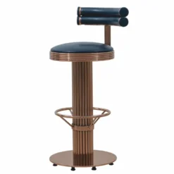 Casa Padrino Luxus Barstuhl Kupfer / Schwarz H. 96 cm