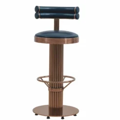 Casa Padrino Luxus Barstuhl Kupfer / Schwarz H. 96 cm