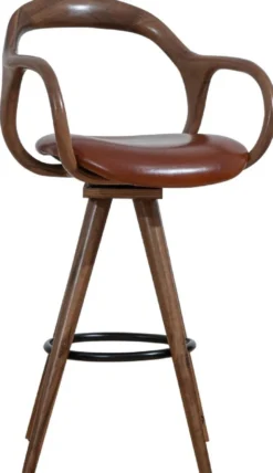 Casa Padrino Luxus Barstuhl mit Armlehnen Braun / Schwarz H. 108 cm