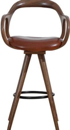 Casa Padrino Luxus Barstuhl mit Armlehnen Braun / Schwarz H. 108 cm