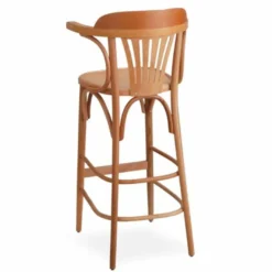 Casa Padrino Luxus Barstuhl mit Armlehnen Naturfarben H. 108 cm - Massivholz Bar Möbel