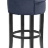 Casa Padrino Luxus Barstuhl Mitternachtsblau / Schwarz 45 x 51 x H. 88 cm - Barhocker mit edlem Samtstoff