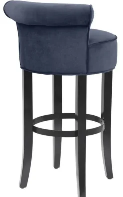 Casa Padrino Luxus Barstuhl Mitternachtsblau / Schwarz 45 x 51 x H. 88 cm - Barhocker mit edlem Samtstoff