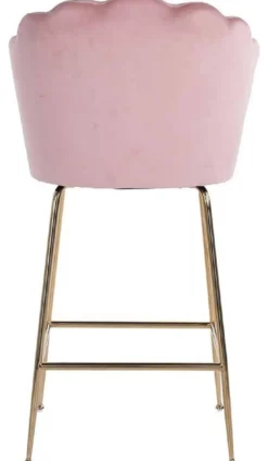 Casa Padrino Luxus Barstuhl Rosa / Gold 51 x 61 x H. 113 cm - Gepolsterter Barhocker mit edlem Samtstoff und Edelstahl Beinen - Luxus Barmöbel