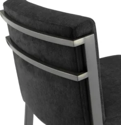 Casa Padrino Luxus Barstuhl Schwarz / Bronze 43 x 54 x H. 101 cm - Designer Edelstahl Barhocker mit Samtstoff - Barmöbel