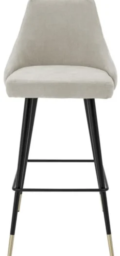 Casa Padrino Luxus Barstuhl Sandfarben / Schwarz 47 x 52 x H. 101 cm - Edles Design für exklusive Räume