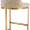 Casa Padrino Luxus Barstuhl Sandfarben / Messing 53 x 48 x H. 91 cm - Gepolsterter Edelstahl Barhocker - Bar Möbel - Luxus Möbel - Luxus Qualität