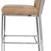 Casa Padrino Luxus Barstuhl Taupe / Silber 43 x 54 x H. 101 cm - Edelstahl Barhocker mit Samtstoff