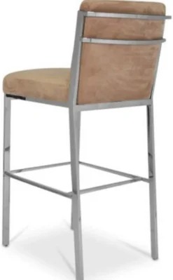 Casa Padrino Luxus Barstuhl Taupe / Silber 43 x 54 x H. 101 cm - Edelstahl Barhocker mit Samtstoff