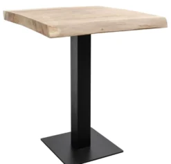 Casa Padrino Luxus Bartisch aus massivem Soar-Holz, Naturfarben und Schwarz, 90-95 x 90-95 x 107 cm