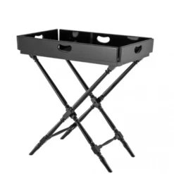 Casa Padrino Luxus Bar Tisch Neoklassisch Schwarz Hochglanz mit abnehmbarem Tablett 81 x 53 x H. 86 cm