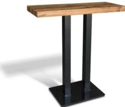 Casa Padrino Luxus Bartisch Naturfarben / Schwarz - Verschiedene Größen - Stehtisch mit Massivholz Tischplatte und Stahl Beinen - Bar Möbel - Bistro Möbel - Gastronomie Möbel - Luxus Möbel
