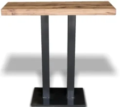 Casa Padrino Luxus Bartisch Naturfarben / Schwarz - Verschiedene Größen - Stehtisch mit Massivholz Tischplatte und Stahl Beinen - Bar Möbel - Bistro Möbel - Gastronomie Möbel - Luxus Möbel