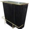 Casa Padrino Luxus Bartresen Schwarz / Gold 120 x 48 x H. 105 cm - Theke mit Glassplatte und Fußablage - Barschrank - Barmöbel - Luxus Qualität