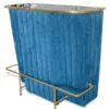 Casa Padrino Luxus Bartresen Blau / Gold 120 x 48 x H. 105 cm - Theke mit Glassplatte und Fußablage - Barschrank - Barmöbel - Luxus Qualität