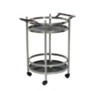 Casa Padrino Luxus Bar Trolley Servierwagen Rund Edelstahl vernickelt / schwarzes Glas Mod 3 - Luxus Hotel & Restaurant Einrichtung Möbel Serviertisch