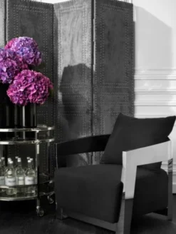 Casa Padrino Luxus Bar Trolley Servierwagen Rund Edelstahl vernickelt / schwarzes Glas - 60 x 69 cm