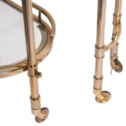 Casa Padrino Luxus Barwagen Gold 75 x 41 x H. 83 cm - Servierwagen mit ausschwenkbarer Glasablage und Rollen