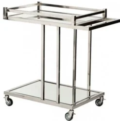 Casa Padrino Luxus Barwagen Servierwagen aus Edelstahl und Glas in Chrom 78 x 46 x H. 79 cm
