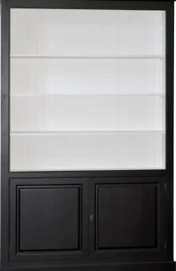 Casa Padrino Luxus Bücherschrank im Art Deco Stil, Schwarz / Weiß, B 168 x H 254 x T 48 cm