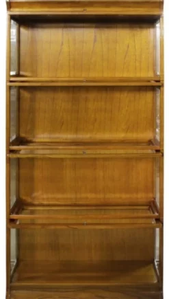 Casa Padrino Luxus Bücherschrank mit 4 Glastüren und LED Beleuchtung Hellbraun 90 x 39 x H. 182 cm - Büroschrank