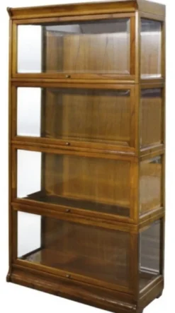 Casa Padrino Luxus Bücherschrank mit 4 Glastüren und LED Beleuchtung Hellbraun 90 x 39 x H. 182 cm - Büroschrank