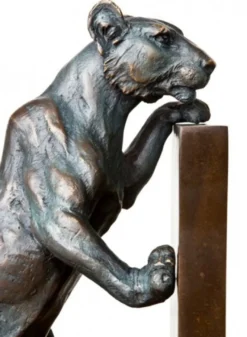 Casa Padrino Luxus Bücherstützen Set Löwen aus Bronze und Messing, 18 x 12 x H. 22 cm