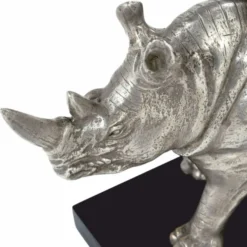 Casa Padrino Luxus Bücherstützen Set Nashorn Silber / Schwarz - Schreibtisch Deko