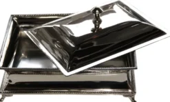 Casa Padrino Luxus Beauté Box im Design Stil Silber aus vernickeltem Metall H 9 cm B 22 cm T 17 cm