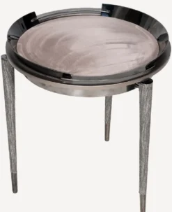 Casa Padrino Luxus 3-Bein Beistelltisch Grau / Schwarz / Bronze Ø 53 x H. 55,16 cm - Runder Wohnzimmer Beistelltisch - Hotel Tisch - Wohnzimmer Möbel - Hotel Möbel - Luxus Qualität