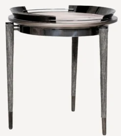 Casa Padrino Luxus 3-Bein Beistelltisch Grau / Schwarz / Bronze Ø 53 x H. 55,16 cm - Runder Wohnzimmer Beistelltisch - Hotel Tisch - Wohnzimmer Möbel - Hotel Möbel - Luxus Qualität