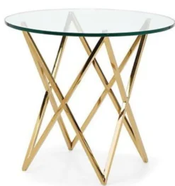 Casa Padrino Luxus Beistelltisch in Messing Gold Finish und Glas, Durchmesser 53 cm, Höhe 66 cm - Hotel Collection
