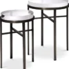 Casa Padrino Luxus Beistelltisch Set Bronzefarben - 2 Runde Edelstahl Tische mit Glasplatte - Luxus Wohnzimmer Möbel