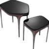 Casa Padrino Luxus Beistelltisch Set Silberschwarz / Schwarz - 2 Aluminium Tische mit Glasplatten - Hotel Möbel - Wohnzimmer Möbel - Luxus Möbel - Luxus Einrichtung - Möbel Luxus