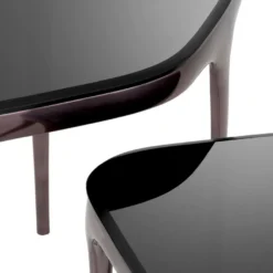 Casa Padrino Luxus Beistelltisch Set Silberschwarz / Schwarz - 2 Aluminium Tische mit Glasplatten - Hotel Möbel - Wohnzimmer Möbel - Luxus Möbel - Luxus Einrichtung - Möbel Luxus