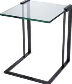 Casa Padrino Luxus Beistelltisch Bronzefarben 45 x 45,5 x H. 56,5 cm - Edelstahl Tisch mit Glasplatte - Luxus Wohnzimmer Möbel