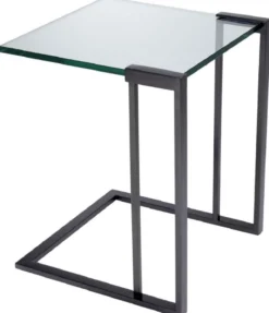 Casa Padrino Luxus Beistelltisch Bronzefarben 45 x 45,5 x H. 56,5 cm - Edelstahl Tisch mit Glasplatte - Luxus Wohnzimmer Möbel