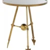 Casa Padrino Luxus Beistelltisch Vintage Messing Finish, Rund mit schwarzem Glas, 65 x H. 74 cm