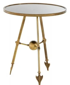 Casa Padrino Luxus Beistelltisch Vintage Messing Finish, Rund mit schwarzem Glas, 65 x H. 74 cm