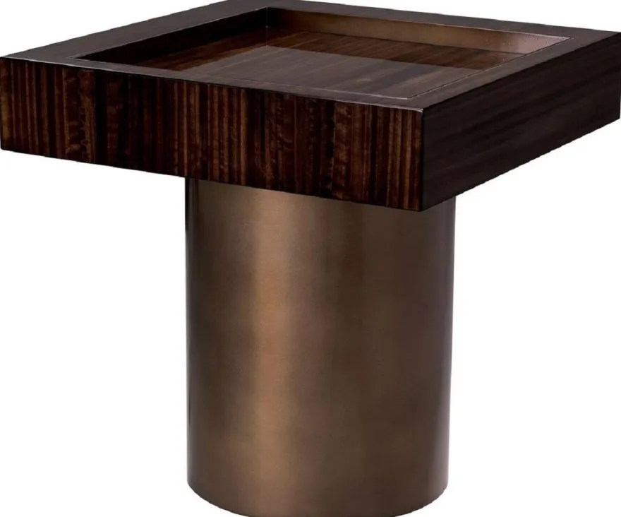 Casa Padrino Luxus Beistelltisch Dunkelbraun Hochglanz / Bronze 50 x 50 x H. 50 cm - Quadratischer Wohnzimmer Tisch - Wohnzimmer Möbel - Luxus Möbel - Luxus Einrichtung - Wohnzimmer Einrichtung