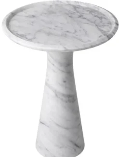 Casa Padrino Luxus Beistelltisch Weiß Ø 46,5 x H. 60 cm - Runder Beistelltisch aus hochwertigem Carrara Marmor - Luxus Möbel