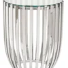 Casa Padrino Luxus Beistelltisch Silber Ø 46 x H. 56 cm - Runder Edelstahl Tisch mit Glasplatte