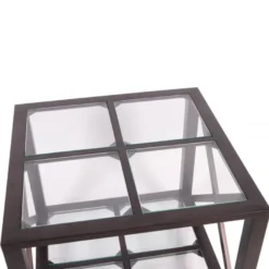 Casa Padrino Luxus Beistelltisch Schwarz 60 x 60 x H. 55 cm - Quadratischer Wohnzimmer Beistelltisch mit Glasplatte