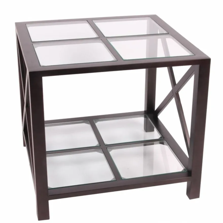 Casa Padrino Luxus Beistelltisch Schwarz 60 x 60 x H. 55 cm - Quadratischer Wohnzimmer Beistelltisch mit Glasplatte