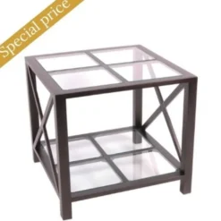 Casa Padrino Luxus Beistelltisch Schwarz 60 x 60 x H. 55 cm - Quadratischer Wohnzimmer Beistelltisch mit Glasplatte