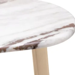 Casa Padrino Luxus Beistelltisch Weiß-Braun / Messing 49 x 34 x H. 50 cm - Edelstahl Tisch mit Marmorplatte - Wohnzimmer Möbel - Luxus Möbel - Wohnzimmer Einrichtung - Luxus Qualität