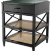 Casa Padrino Luxus Beistelltisch mit Schublade und Regal Schwarz / Naturfarben / Bronze 60 x 56 x H. 76 cm - Hotel Möbel