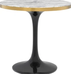 Casa Padrino Luxus Beistelltisch Grau / Messing / Schwarz Ø 55 x H. 52,5 cm - Luxus Möbel